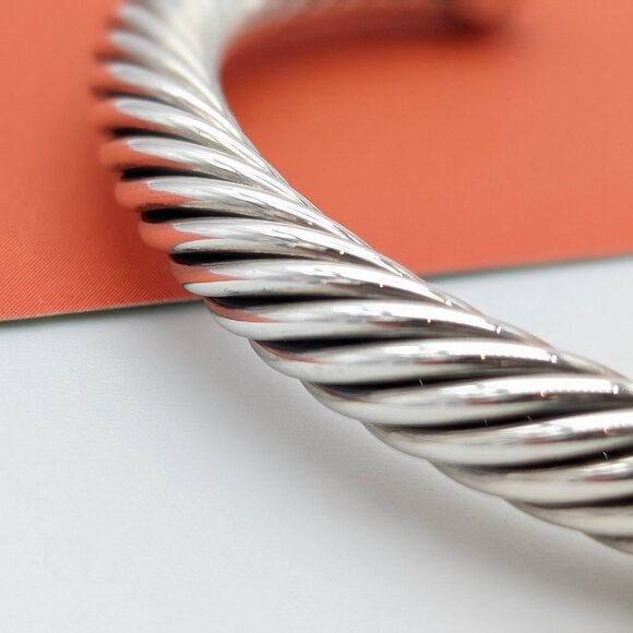 DAVID YURMAN Sterling Silver 7mm Classic Cable Station Black Diamond Bracelet - Picture 6 of 10